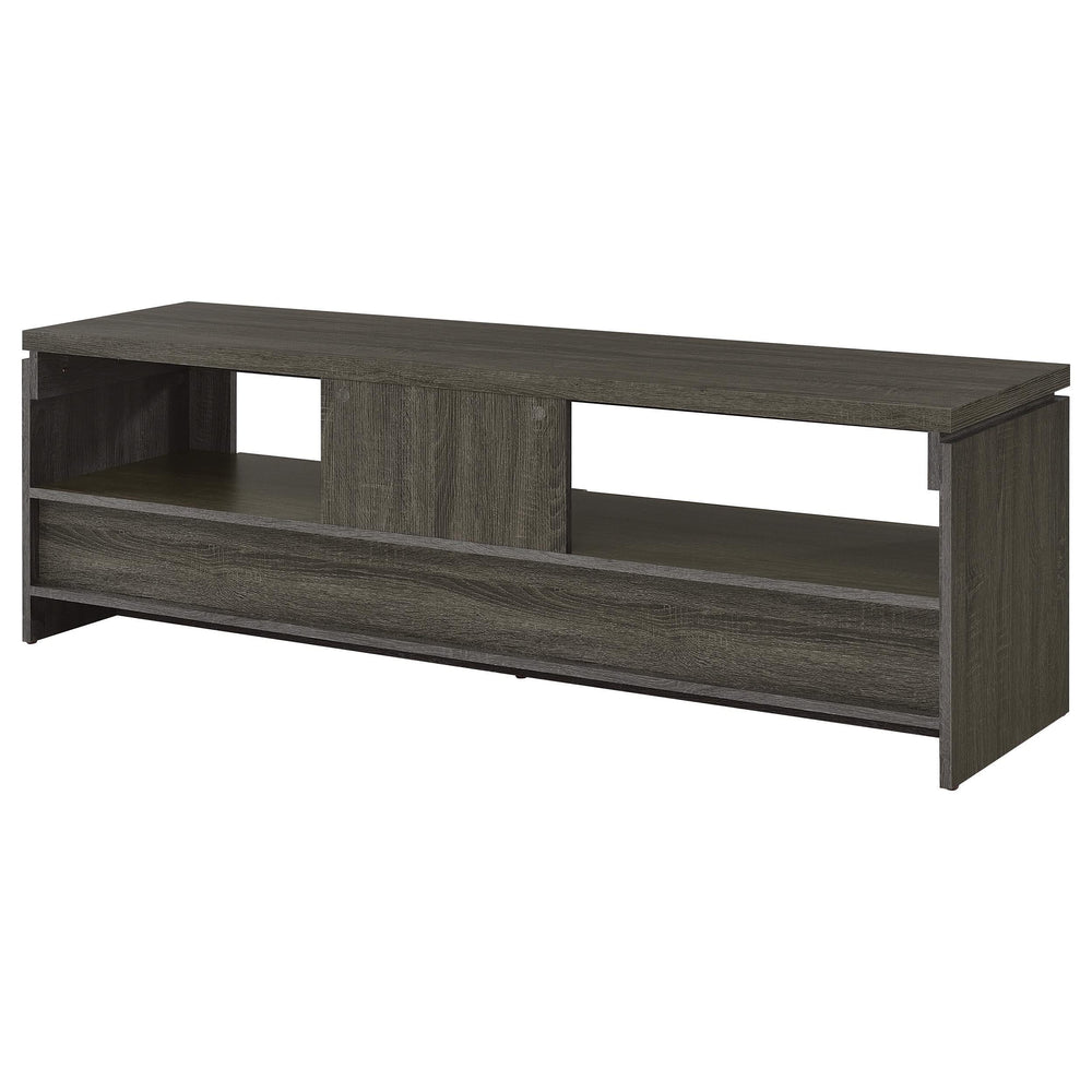 Mueble para TV Elkton de 59 pulgadas, madera de ingeniería, con dos cajones, color gris desgastado