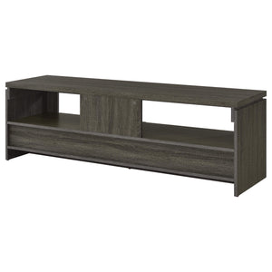 Mueble para TV Elkton de 59 pulgadas, madera de ingeniería, con dos cajones, color gris desgastado