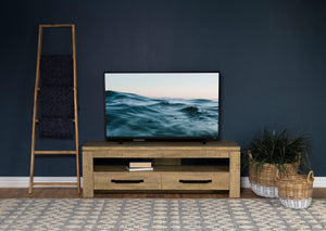 Mueble para TV Elkton de 59 pulgadas, madera de ingeniería, con 2 cajones, color mango