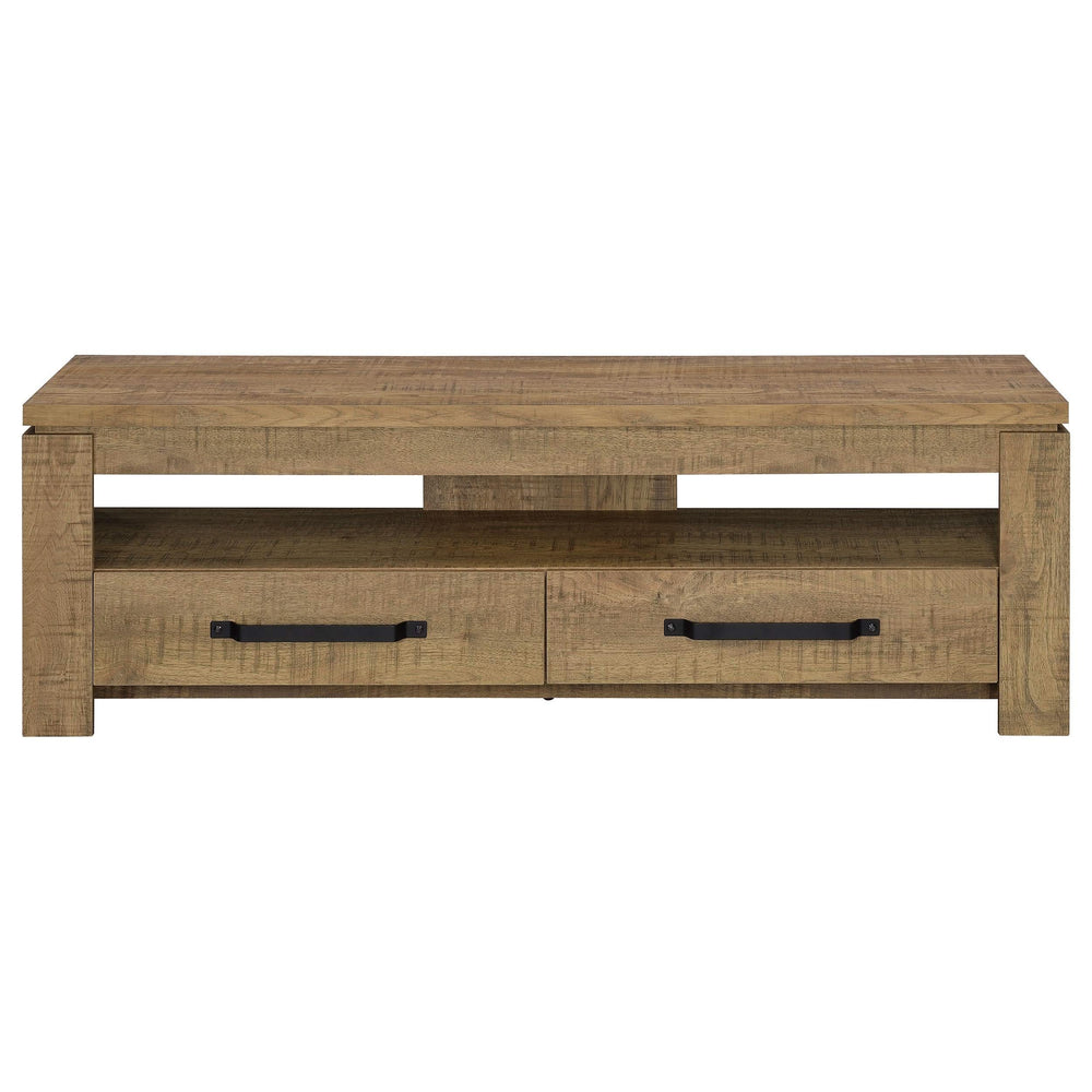 Mueble para TV Elkton de 59 pulgadas, madera de ingeniería, con 2 cajones, color mango