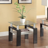 Mesa auxiliar Dyer de 1 estante con tapa de vidrio cuadrada, color negro