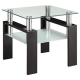 Mesa auxiliar Dyer de 1 estante con tapa de vidrio cuadrada, color negro