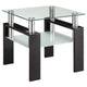 Mesa auxiliar Dyer de 1 estante con tapa de vidrio cuadrada, color negro