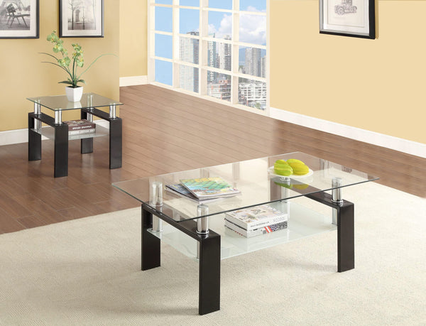Juego de mesa de centro y auxiliar rectangular Dyer de 2 piezas, color negro