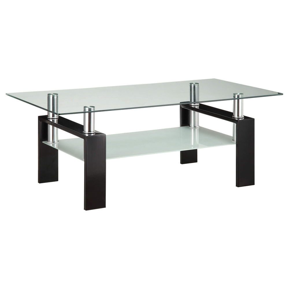 Mesa de centro rectangular de vidrio Dyer de 1 estante, color negro