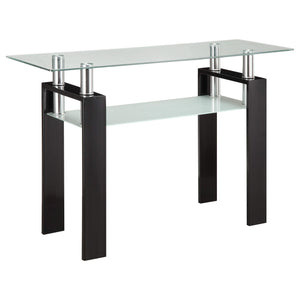 Consola de sofá para entrada con tapa de cristal rectangular Dyer, color negro