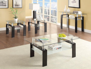 Consola de sofá para entrada con tapa de cristal rectangular Dyer, color negro