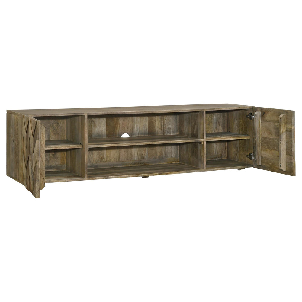 Keese - Mueble para TV de madera con 2 puertas y 70 pulgadas, consola multimedia, mango marrón