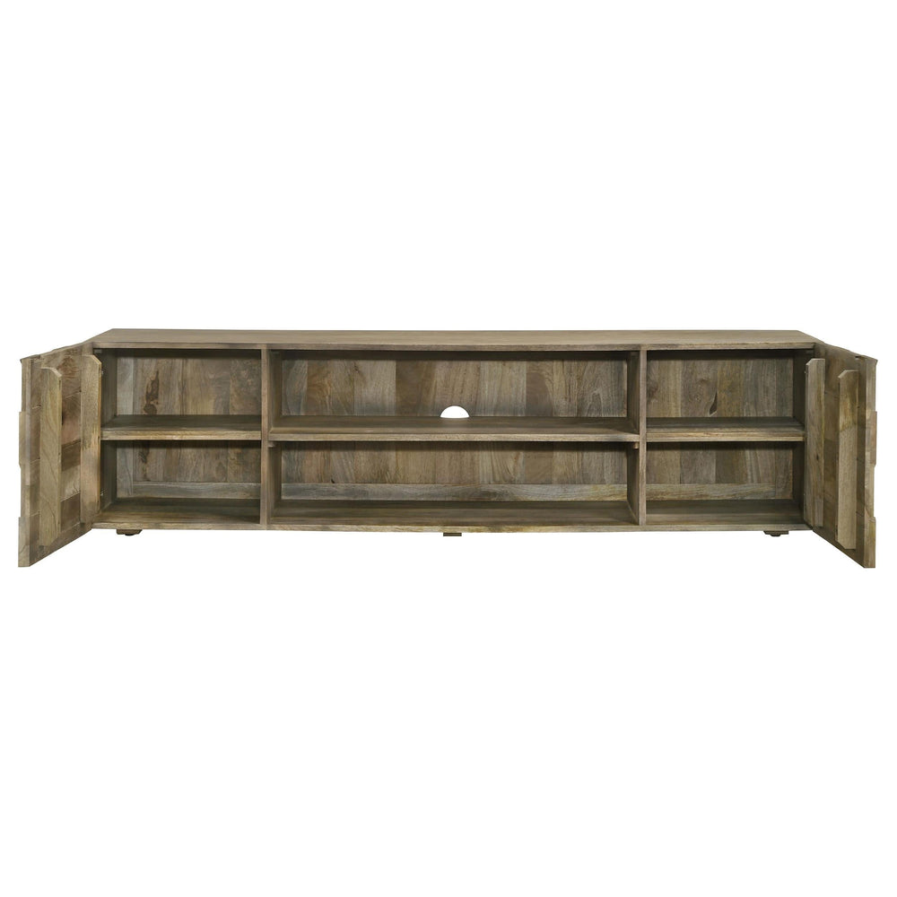 Keese - Mueble para TV de madera con 2 puertas y 70 pulgadas, consola multimedia, mango marrón
