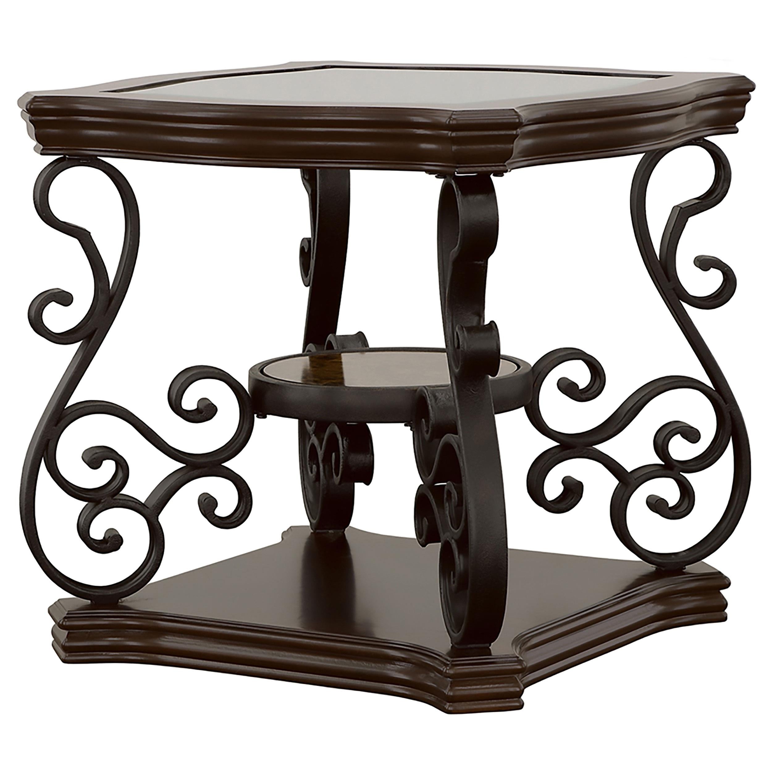 Laney 1-shelf Glass Top Rectangular End Table Deep Merlot