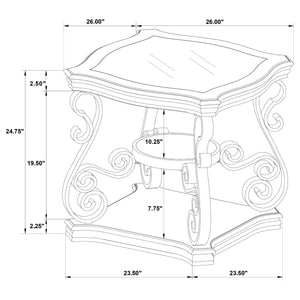 Laney 1-shelf Glass Top Rectangular End Table Deep Merlot