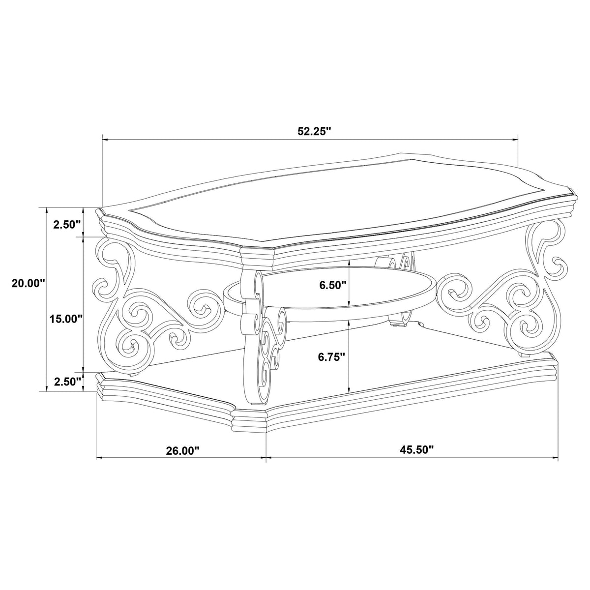 Mesa de centro rectangular Laney de 1 estante con tapa de vidrio en color merlot oscuro