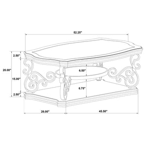 Mesa de centro rectangular Laney de 1 estante con tapa de vidrio en color merlot oscuro