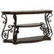 Consola de sofá para entrada Laney Scrollwork en color merlot oscuro