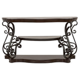 Consola de sofá para entrada Laney Scrollwork en color merlot oscuro