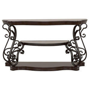 Consola de sofá para entrada Laney Scrollwork en color merlot oscuro