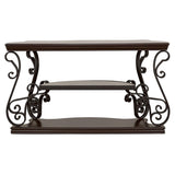 Consola de sofá para entrada Laney Scrollwork en color merlot oscuro