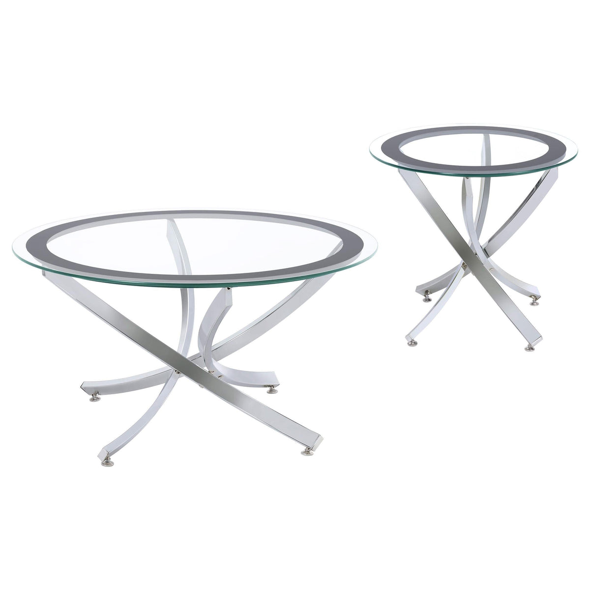 Juego de mesa de centro y auxiliar redonda Brooke de 2 piezas, cromado