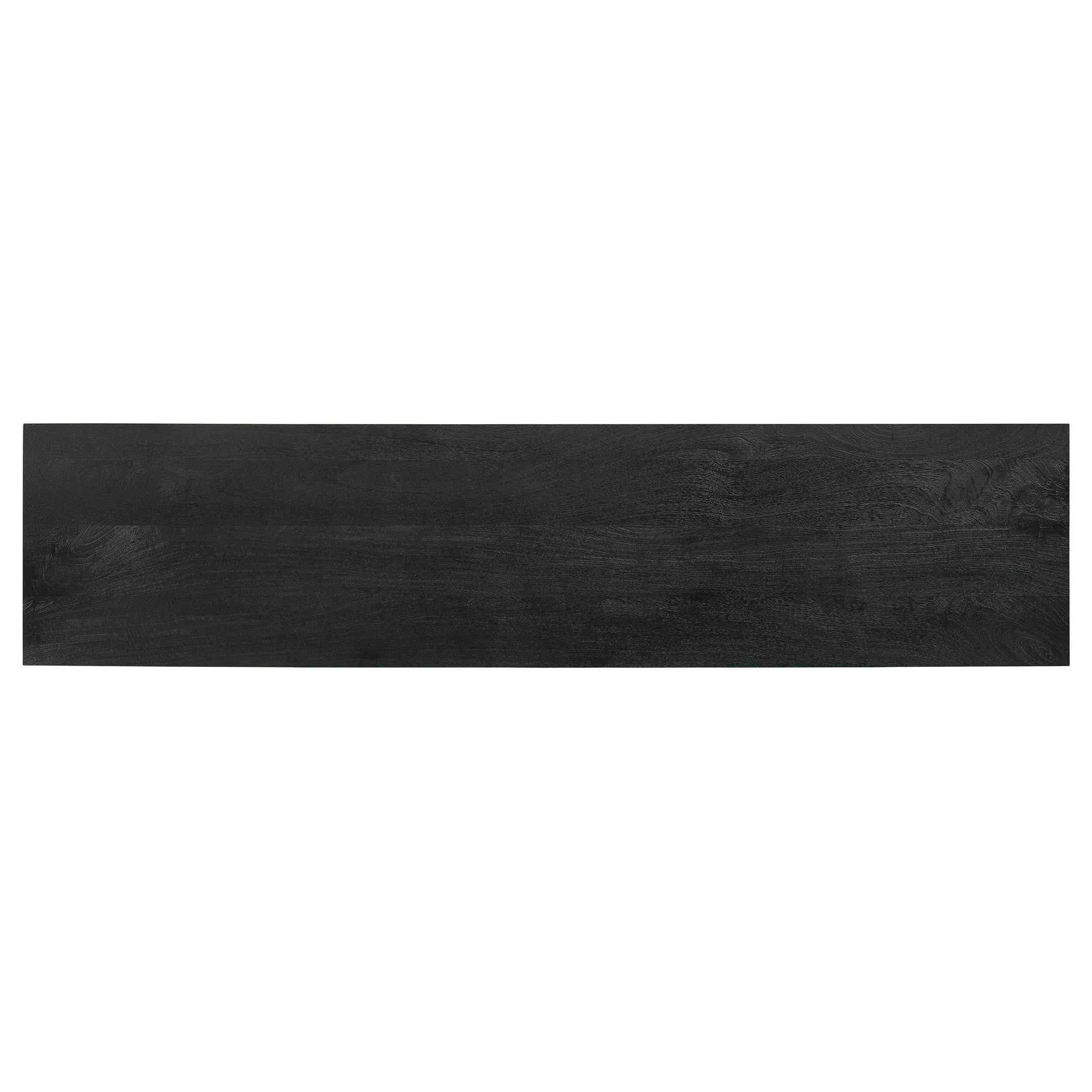 Mueble para TV Marsden de 70 pulgadas, madera de mango, dos puertas, color negro carbón