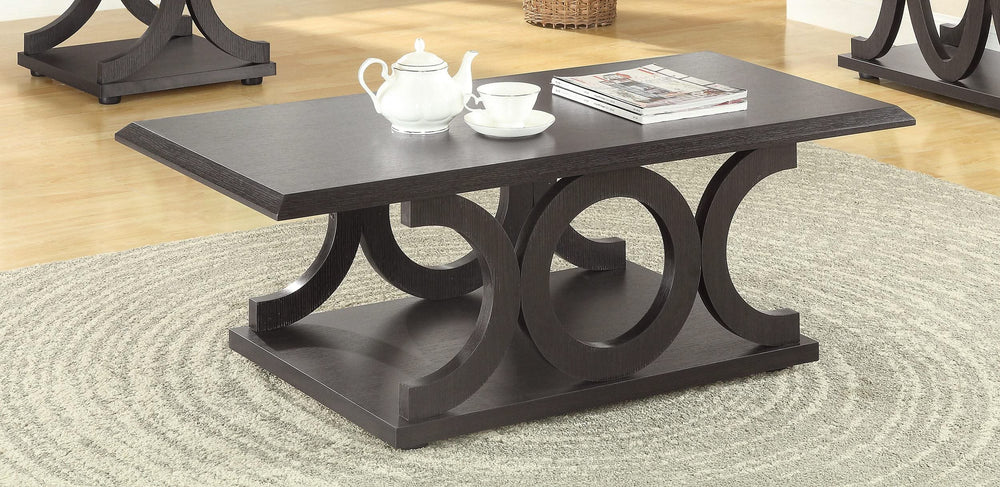 Mesa de centro rectangular de madera de ingeniería Shelly Cappuccino