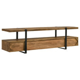 Mueble para TV de 70 pulgadas de madera de mango con 5 cajones y consola multimedia marrón