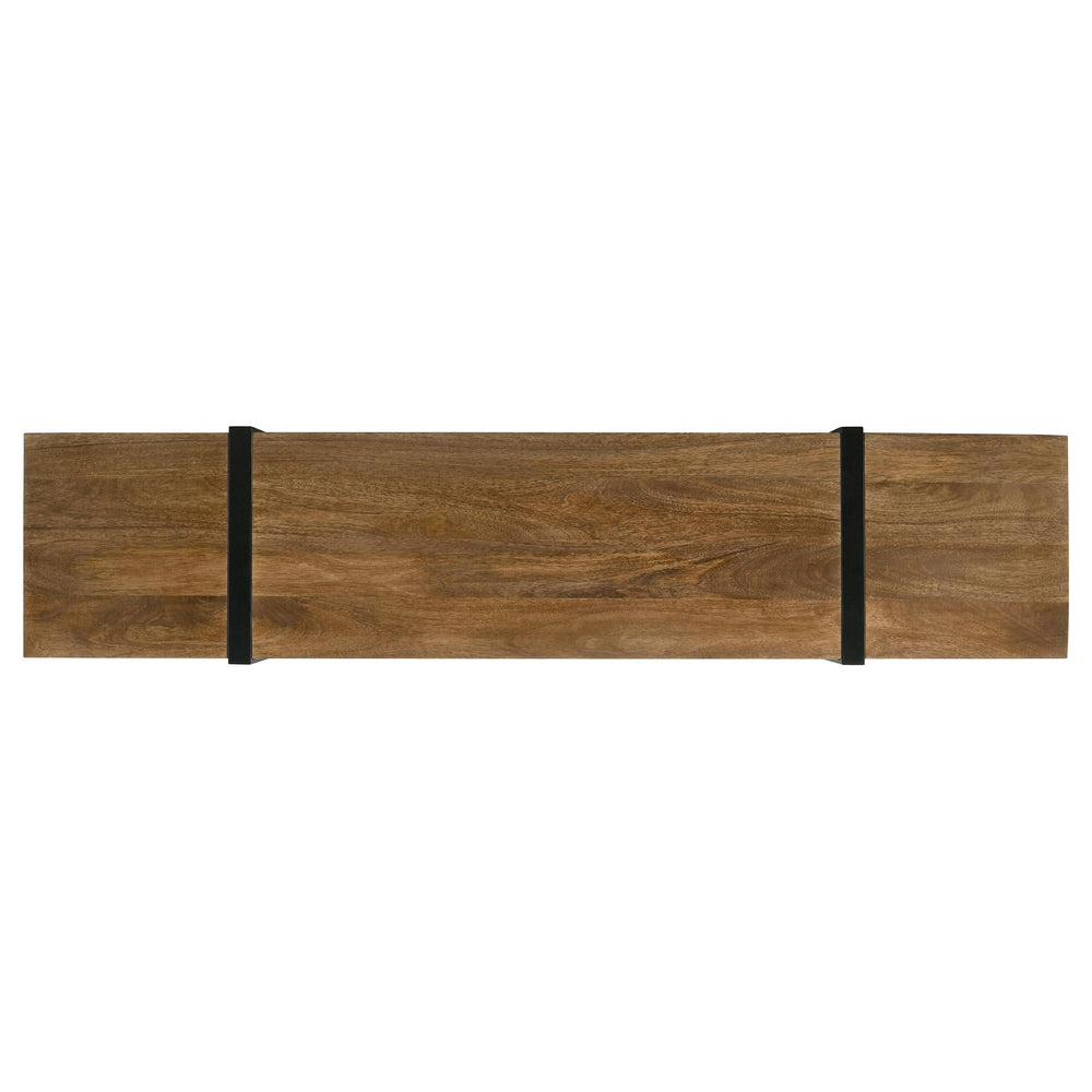 Mueble para TV de 70 pulgadas de madera de mango con 5 cajones y consola multimedia marrón