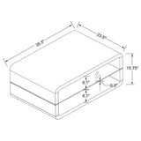 Mesa de centro rectangular Elana de 1 estante, blanca de alto brillo