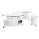 Juego de mesa de centro y taburetes Buckley de 3 piezas, blanco de alto brillo