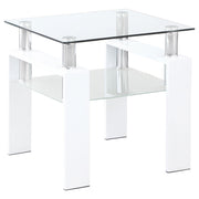 Dyer 1-shelf Square Glass Top Side End Table White