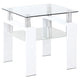 Mesa auxiliar Dyer de 1 estante con tapa de vidrio cuadrada, color blanco