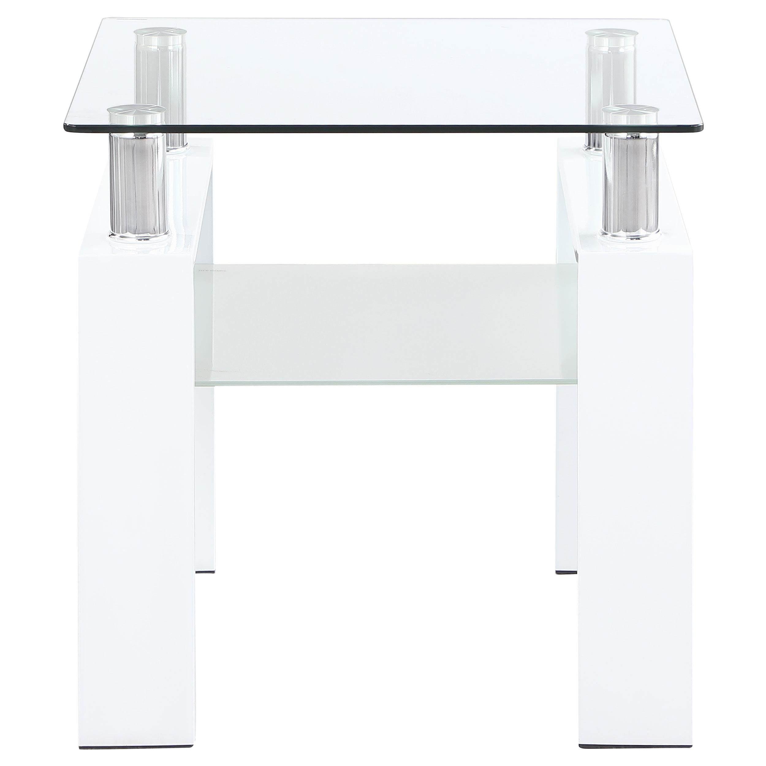Dyer 1-shelf Square Glass Top Side End Table White