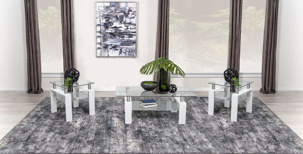 Juego de mesa de centro y auxiliar rectangular Dyer de 3 piezas, color blanco