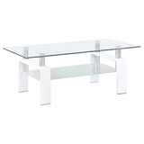 Mesa de centro rectangular de vidrio Dyer de 1 estante, color blanco