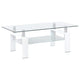 Mesa de centro rectangular de vidrio Dyer de 1 estante, color blanco