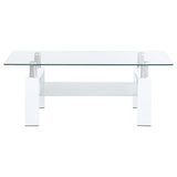 Mesa de centro rectangular de vidrio Dyer de 1 estante, color blanco