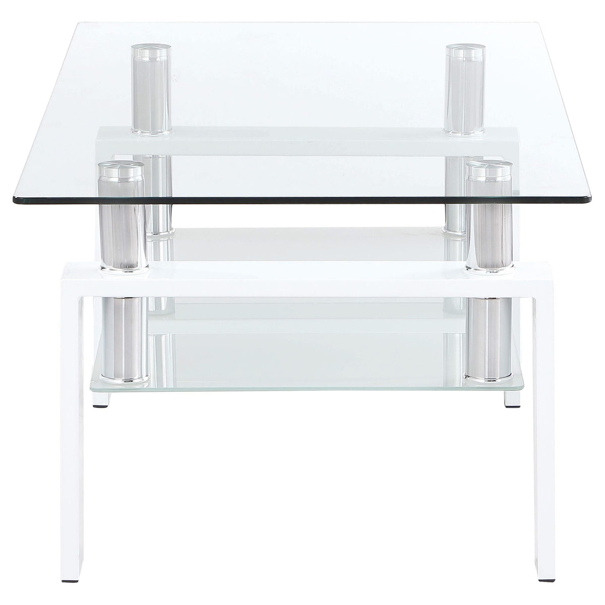 Mesa de centro rectangular de vidrio Dyer de 1 estante, color blanco
