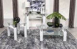 Mesa de centro rectangular de vidrio Dyer de 1 estante, color blanco