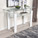 Mesa consola para sofá de entrada con tapa de cristal rectangular Dyer, color blanco