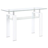 Mesa consola para sofá de entrada con tapa de cristal rectangular Dyer, color blanco