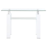 Mesa consola para sofá de entrada con tapa de cristal rectangular Dyer, color blanco