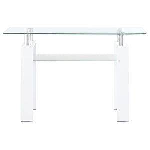 Mesa consola para sofá de entrada con tapa de cristal rectangular Dyer, color blanco