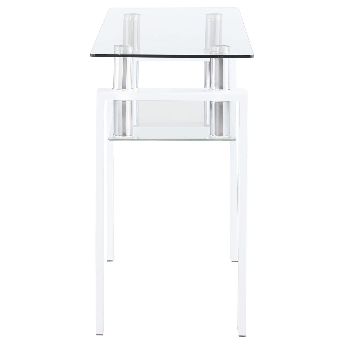 Mesa consola para sofá de entrada con tapa de cristal rectangular Dyer, color blanco