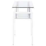 Mesa consola para sofá de entrada con tapa de cristal rectangular Dyer, color blanco
