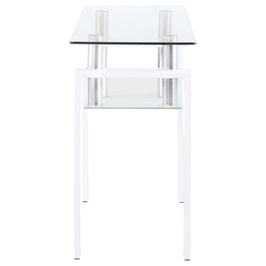 Mesa consola para sofá de entrada con tapa de cristal rectangular Dyer, color blanco