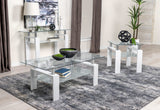Mesa consola para sofá de entrada con tapa de cristal rectangular Dyer, color blanco