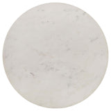 Aldis Round Marble Top Side End Table White and Natural
