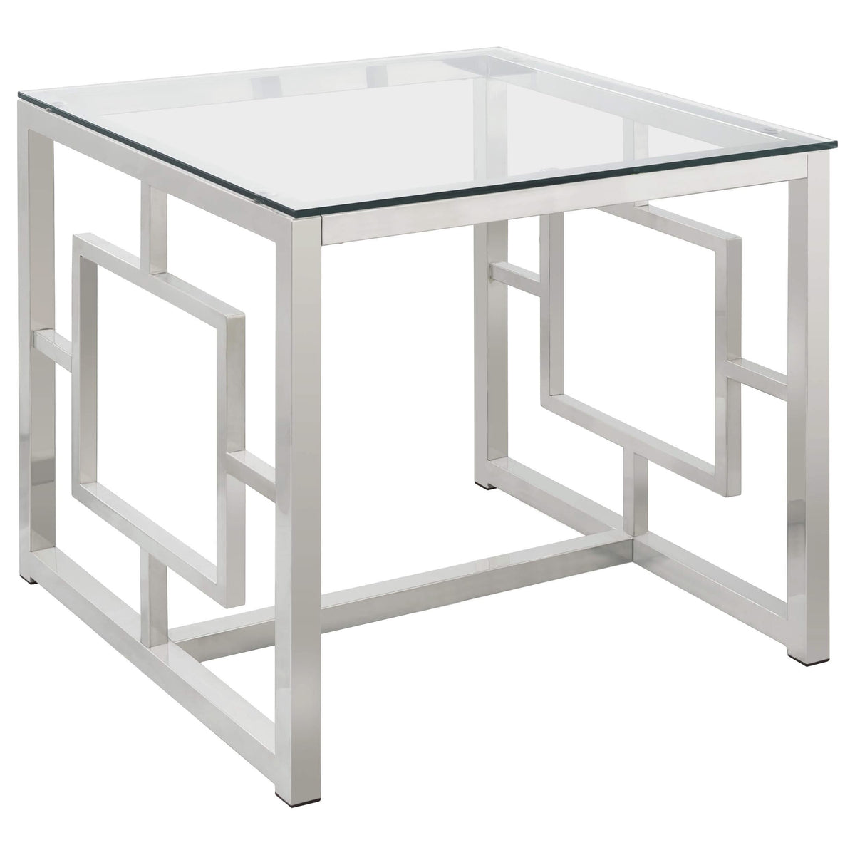 Juego de mesa de centro y auxiliar rectangular Merced de 3 piezas en níquel