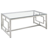 Juego de mesa de centro y auxiliar rectangular Merced de 3 piezas en níquel