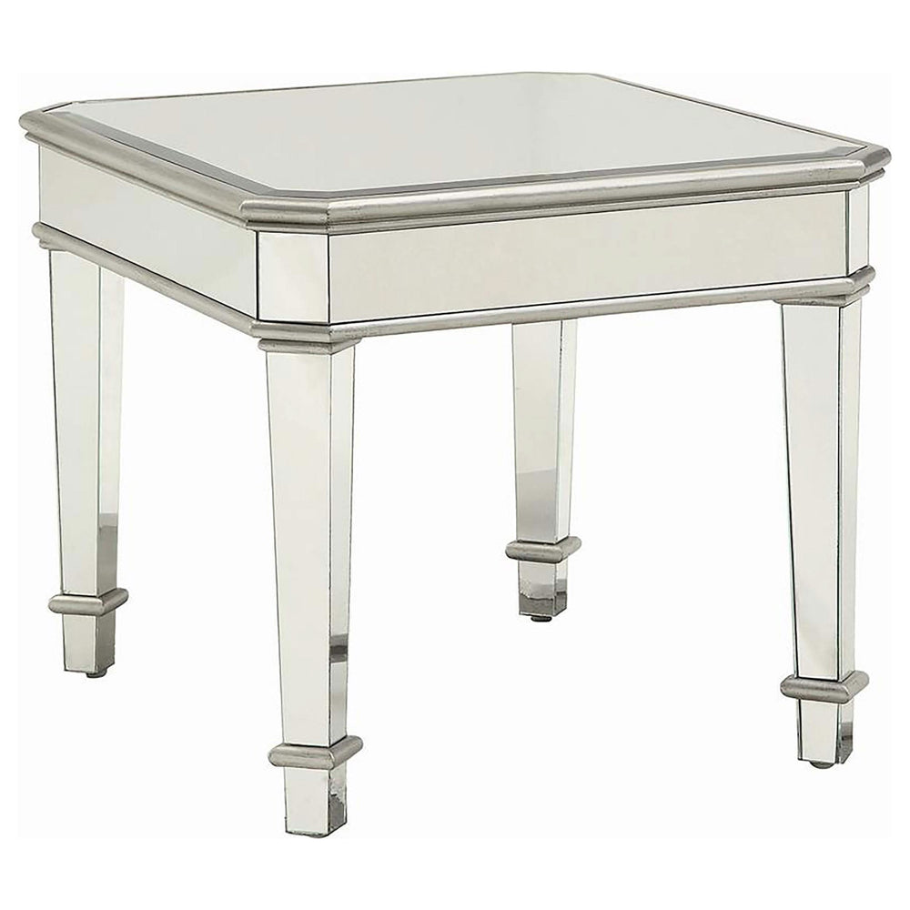 Mesa auxiliar con espejo cuadrado Eisley, color plata