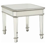 Mesa auxiliar con espejo cuadrado Eisley, color plata